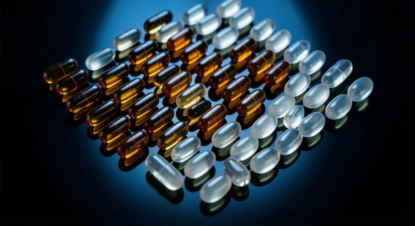 Supplement capsules on dark surface