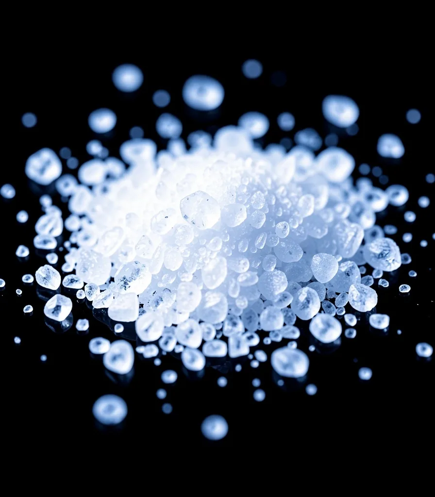 Mineral powder crystals under laboratory lighting